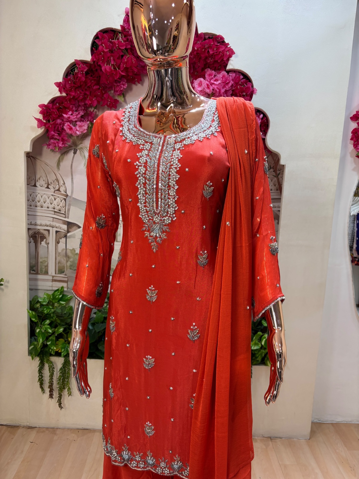 Orange kurti set angle 5