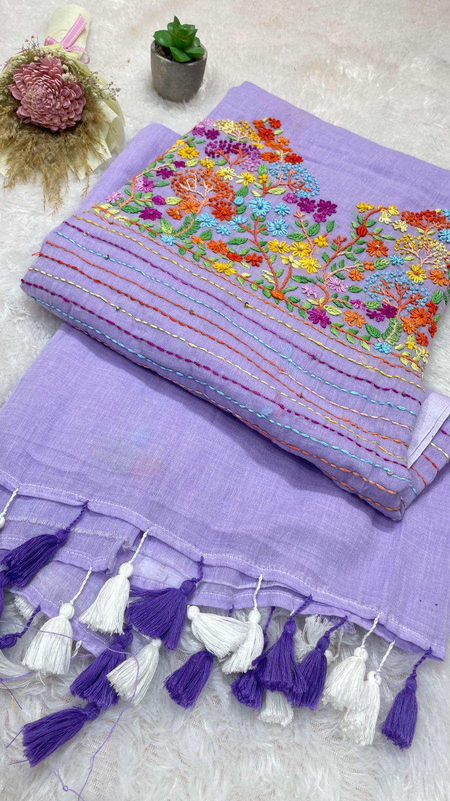 Embroidery cotton saree