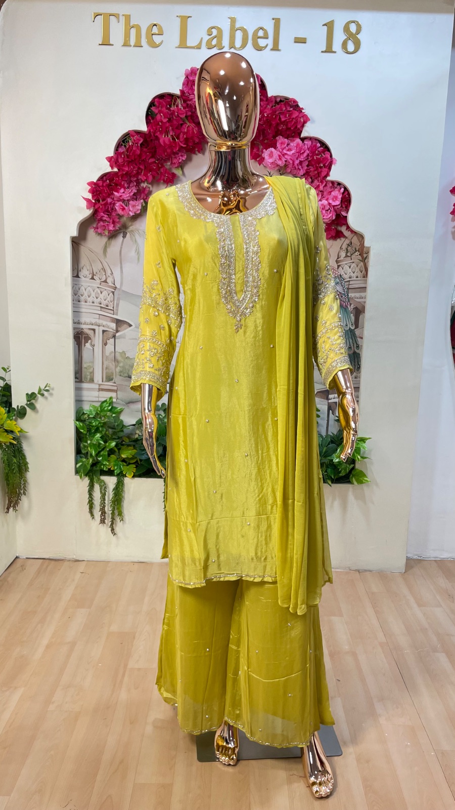 Yellow kurti set angle 2