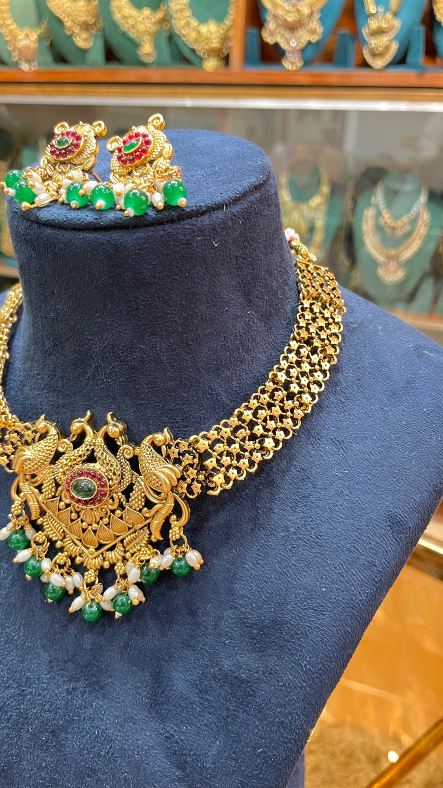 Peacock design necklace angle 2