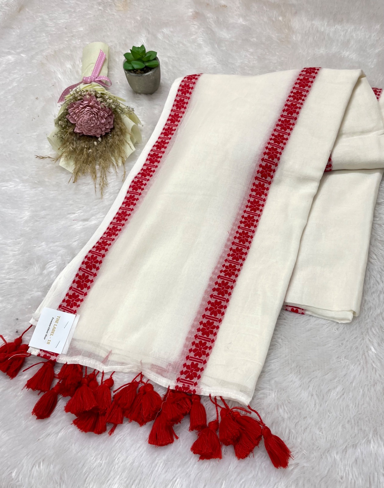 White cotton saree