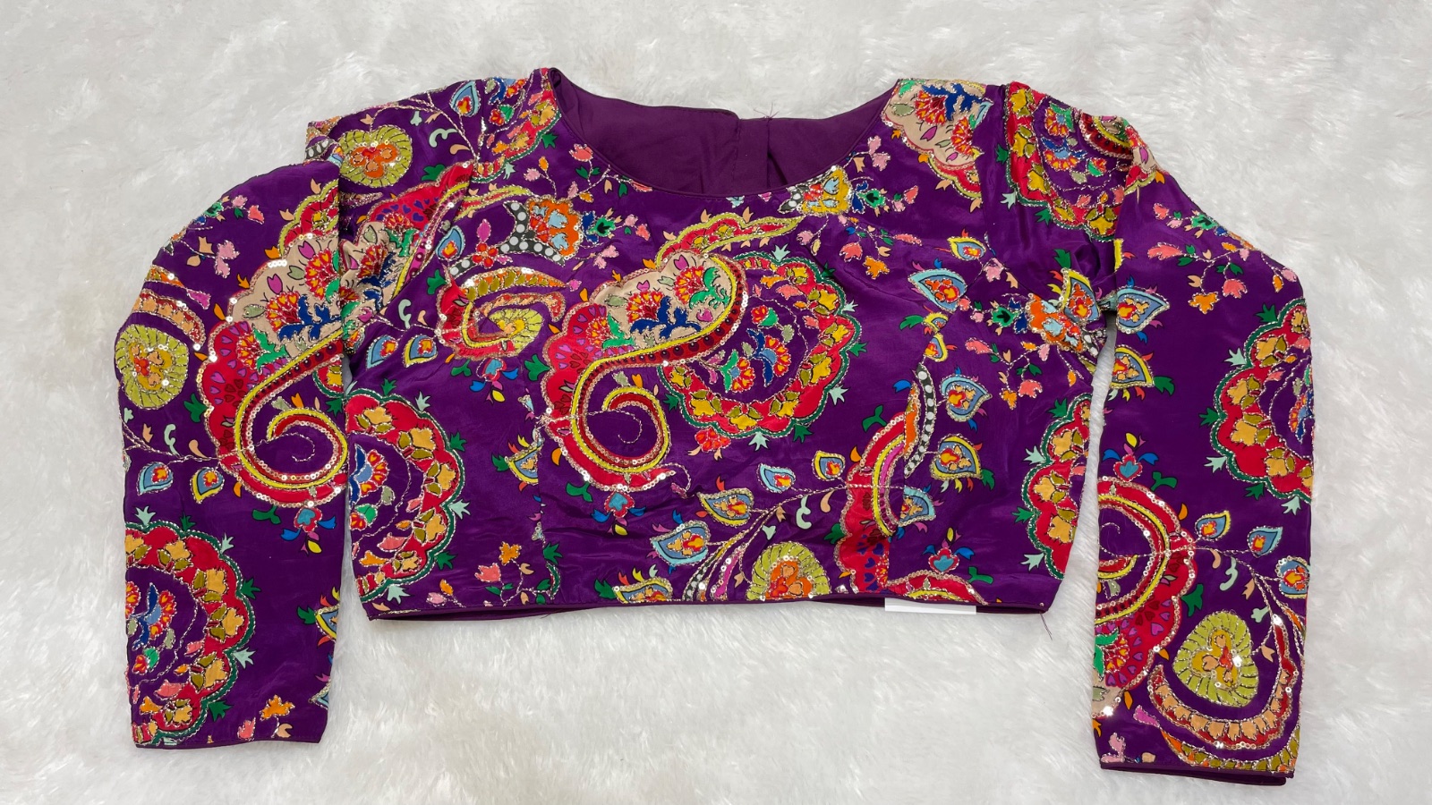 Kalamkari full sleeves blouse in Violet