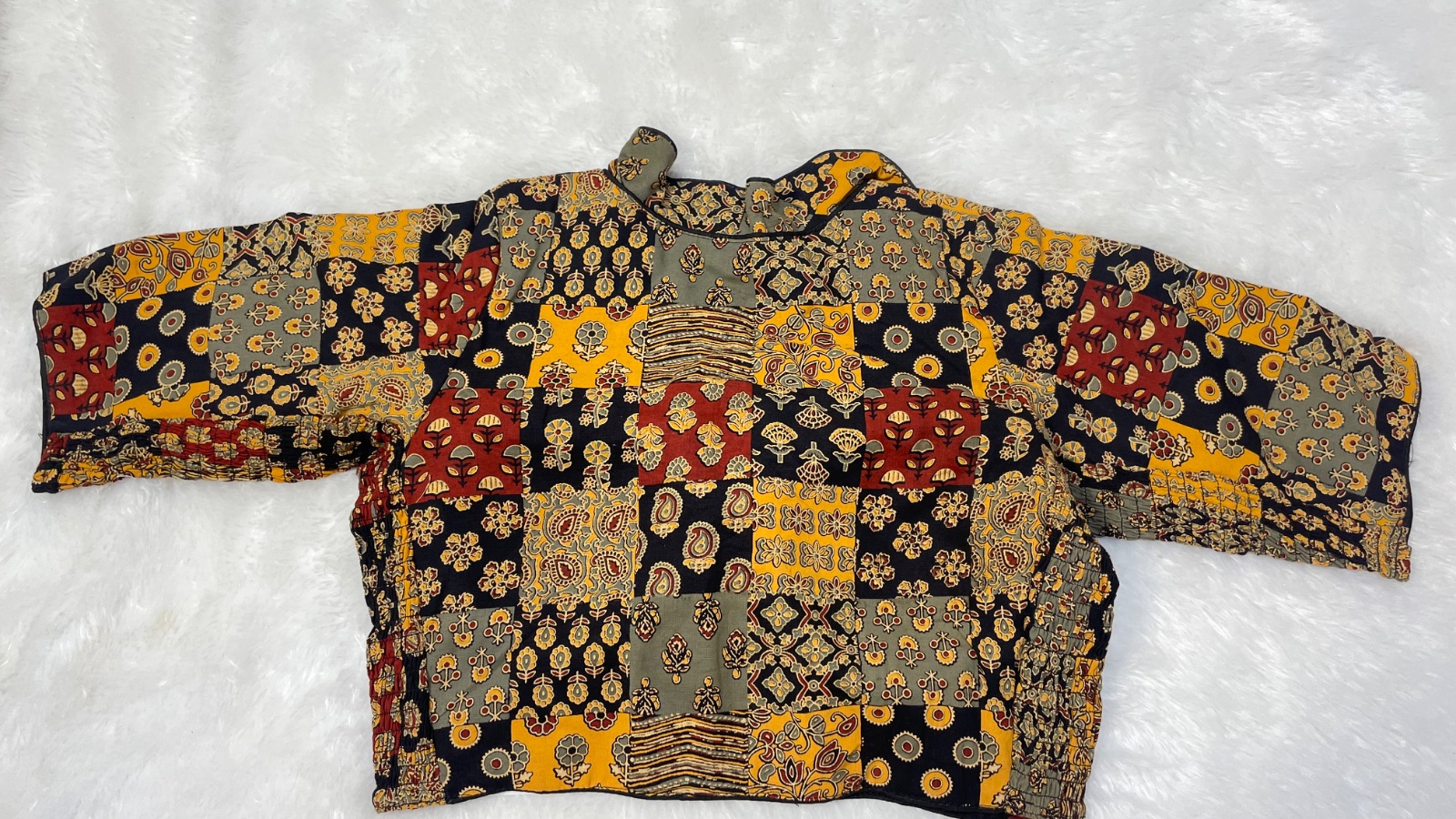 Side elastic cotton blouse angle 2