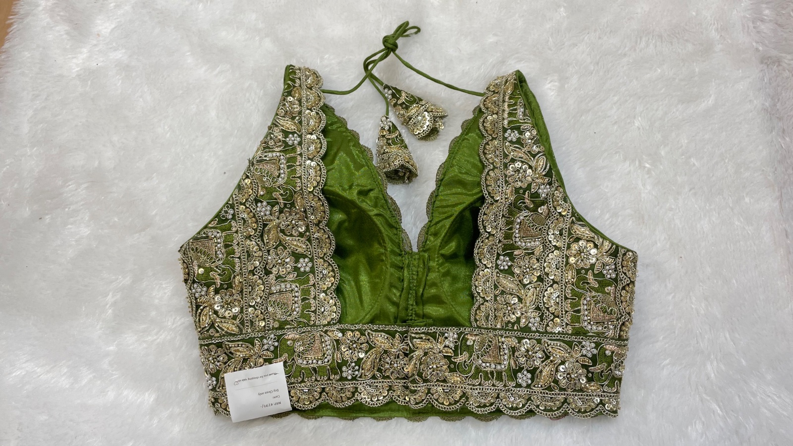 Mehendi green work blouse angle 2