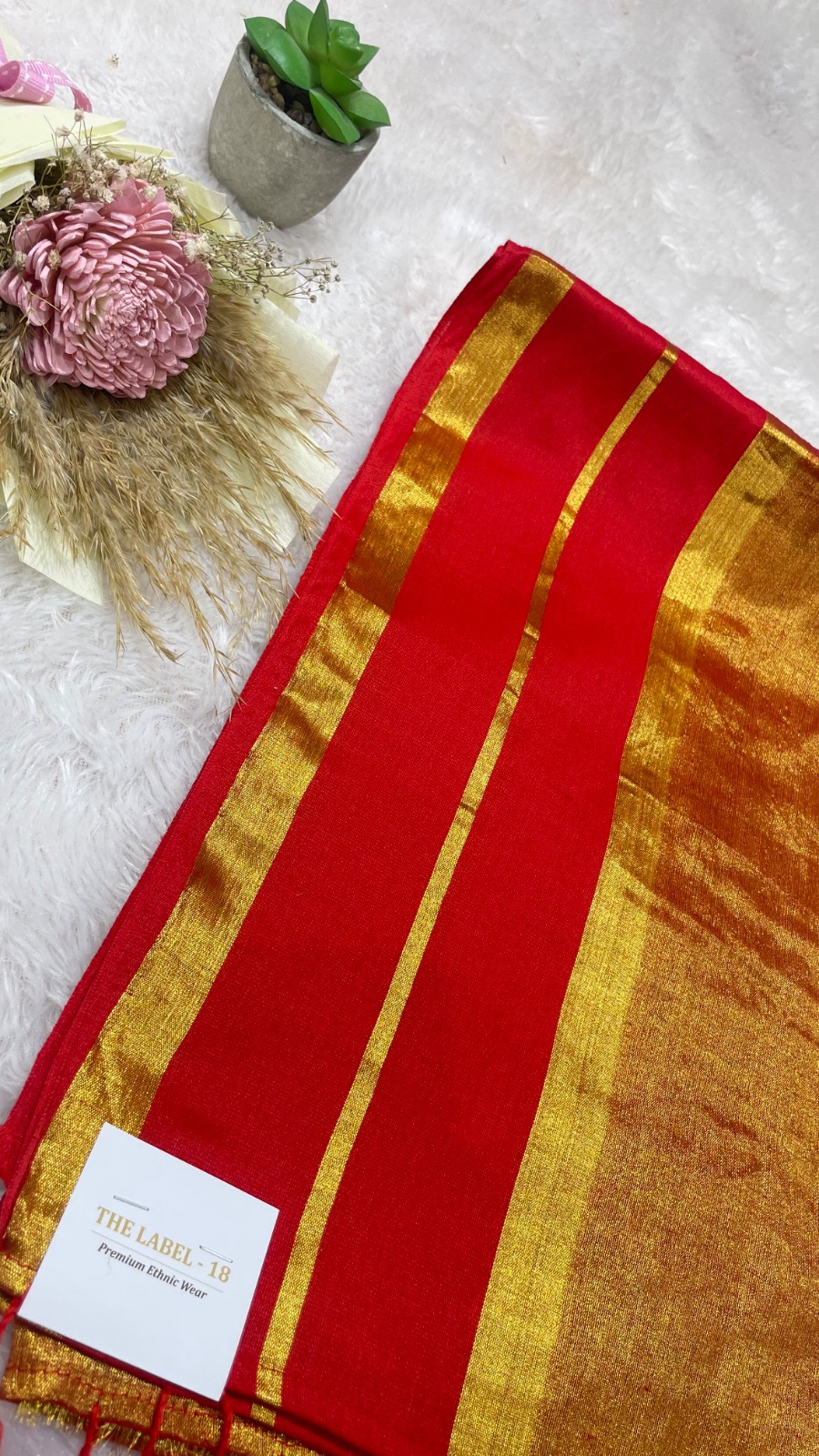 Reddish with gold saree angle 3
