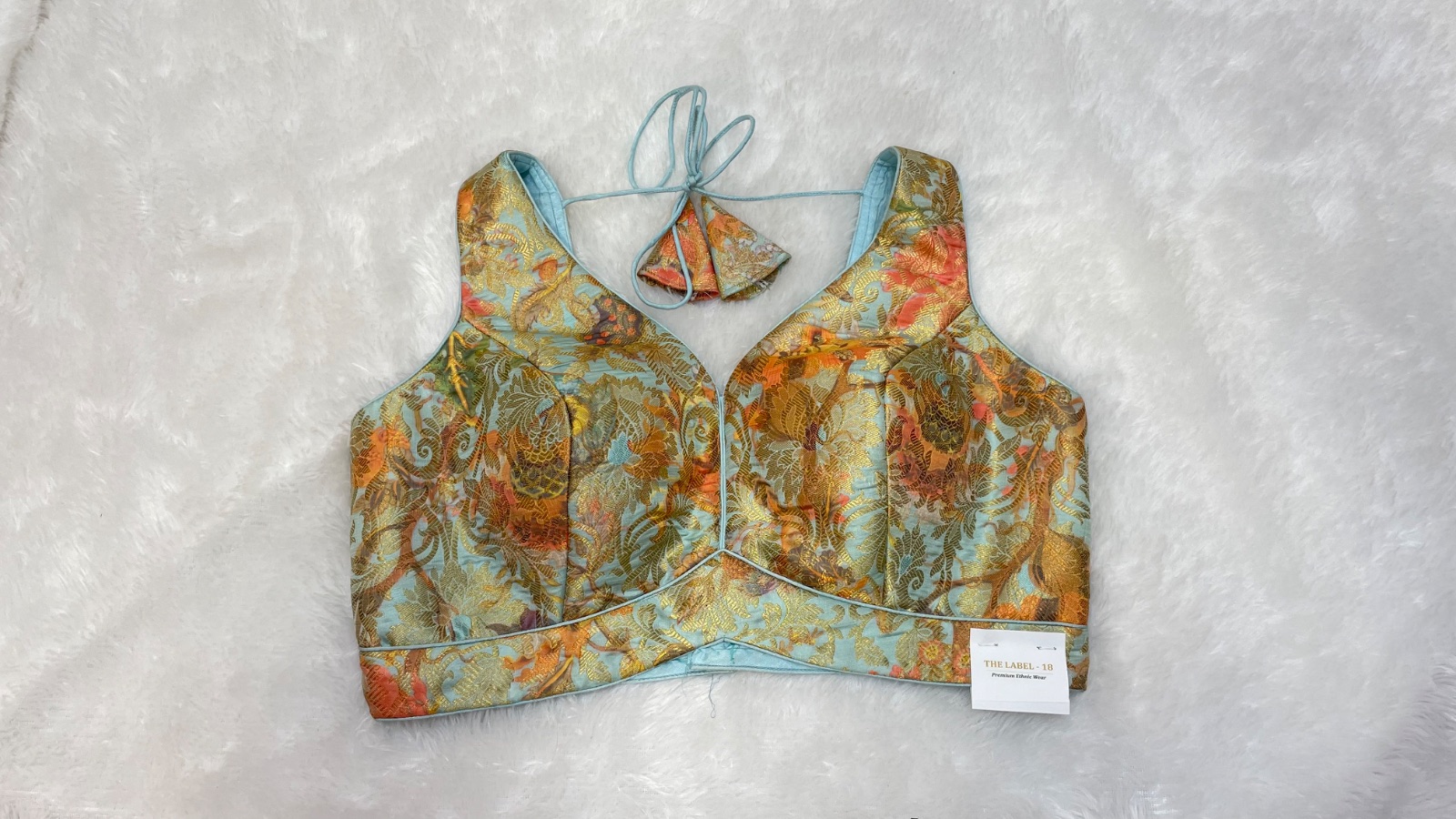 Multicolour Brocade blouse in Sky Blue