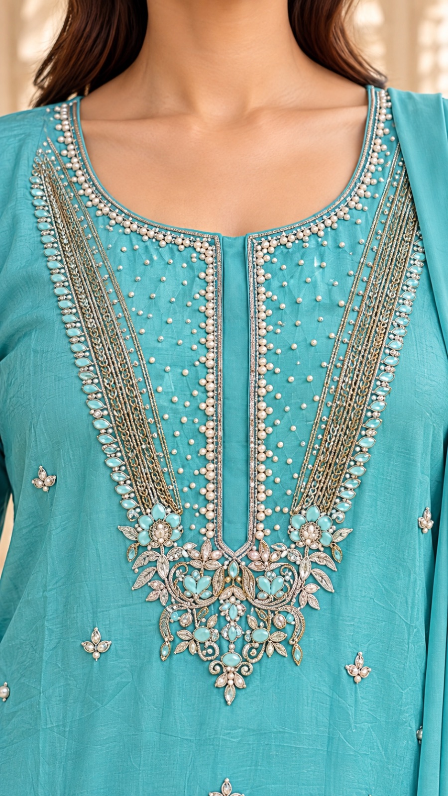 Turquoise blue party wear dress