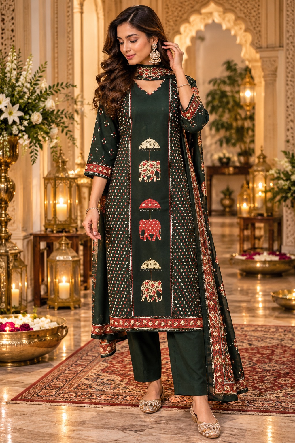 Green kurti set