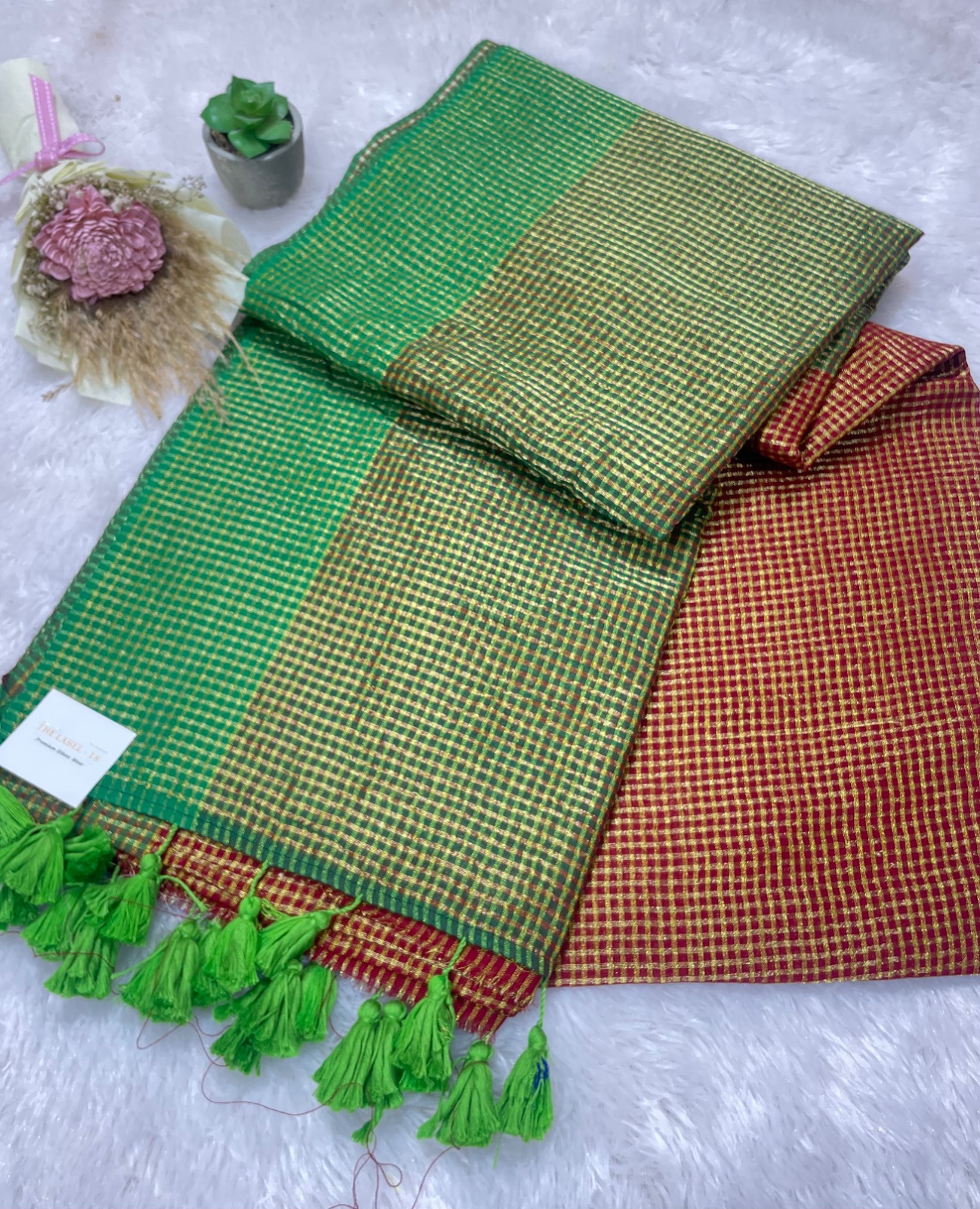 Small checks cotton saree