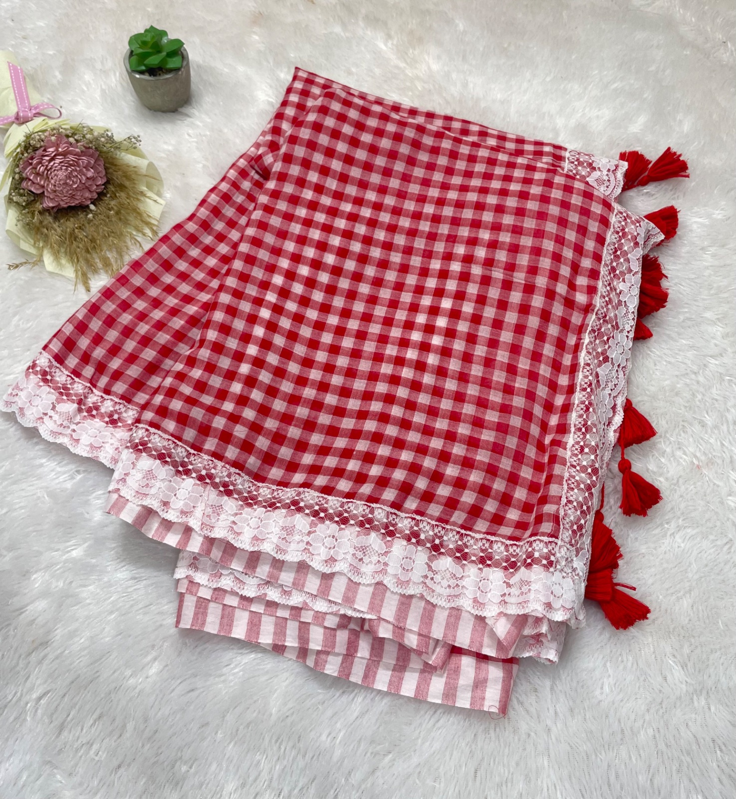 Medium checks cotton saree