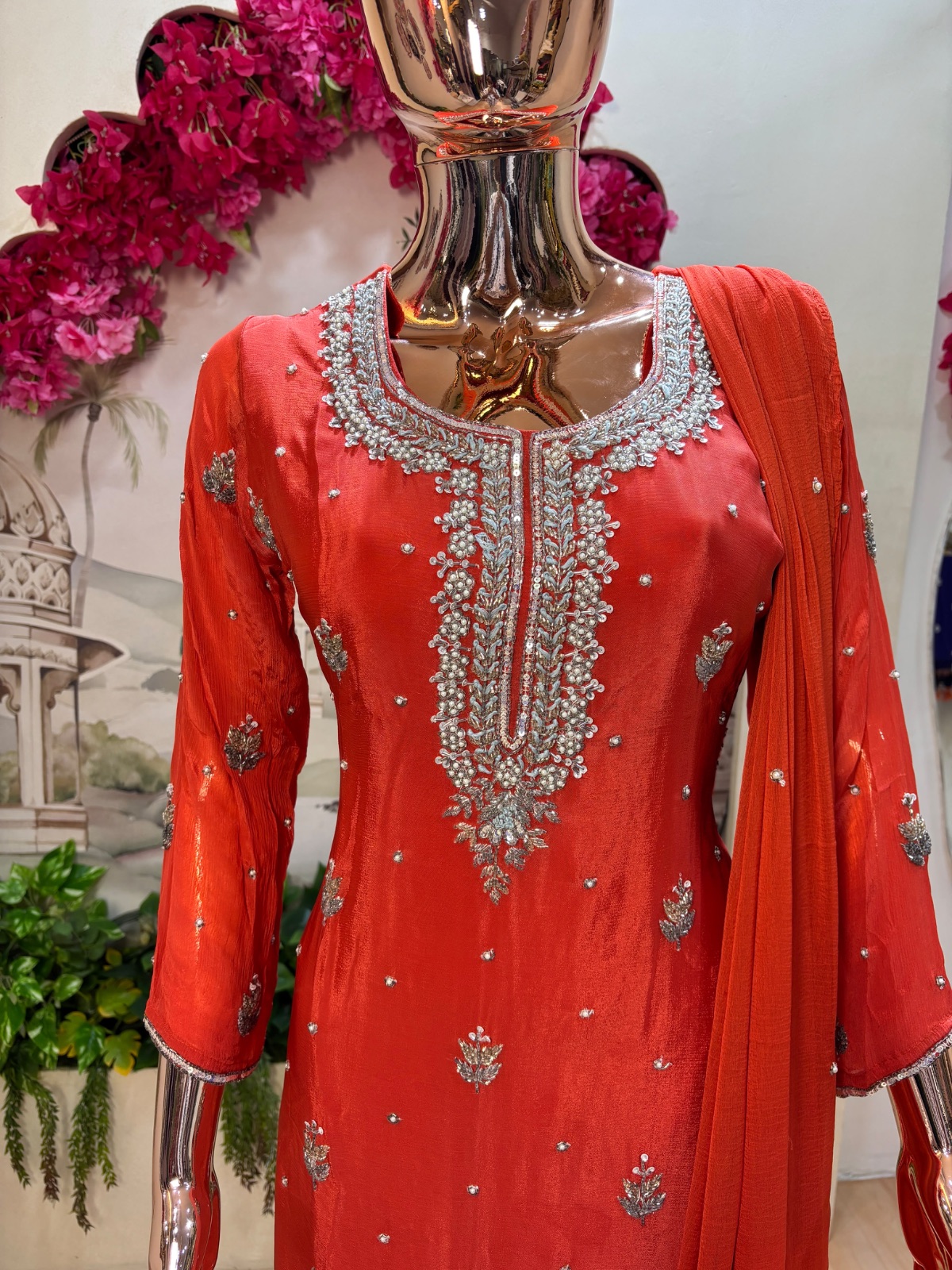 Orange kurti set angle 3