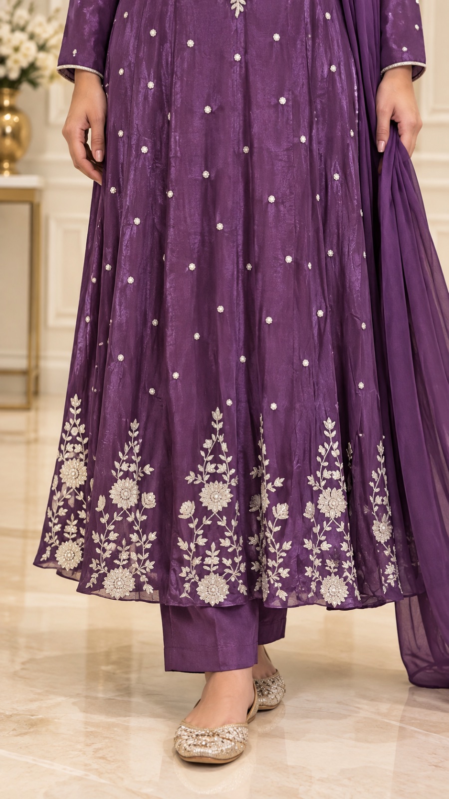 Grape wine party wear dress angle 2