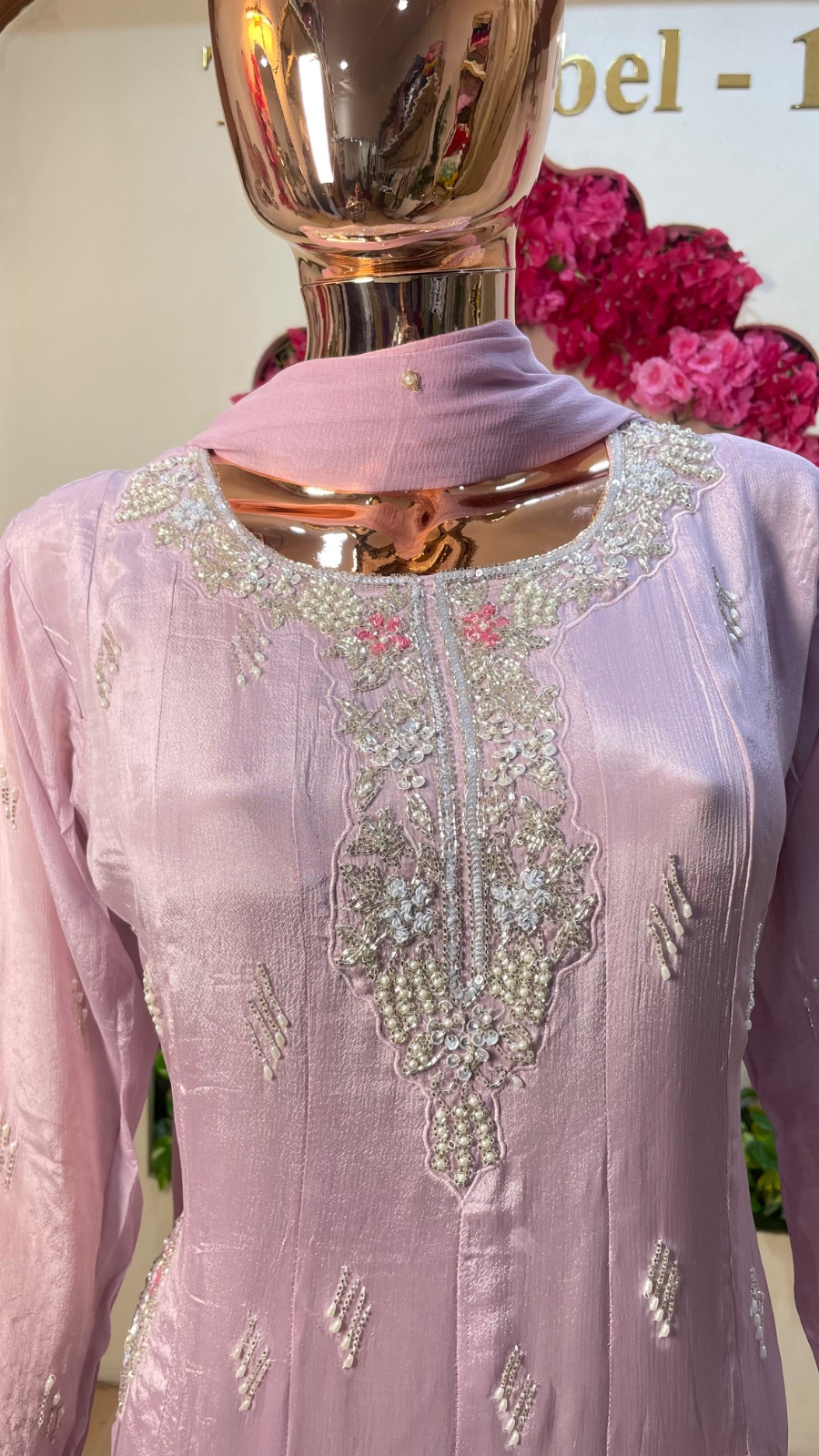 Light lavender Anarkali dress angle 3