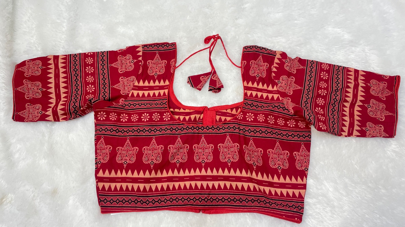 Cotton blouse without lining in Cherry Red