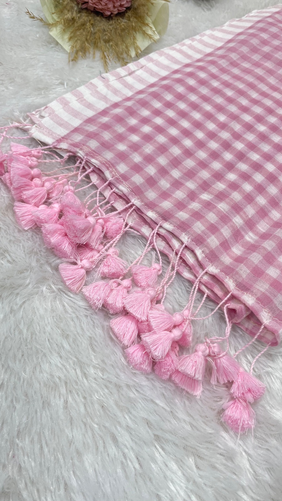 Checked cotton saree