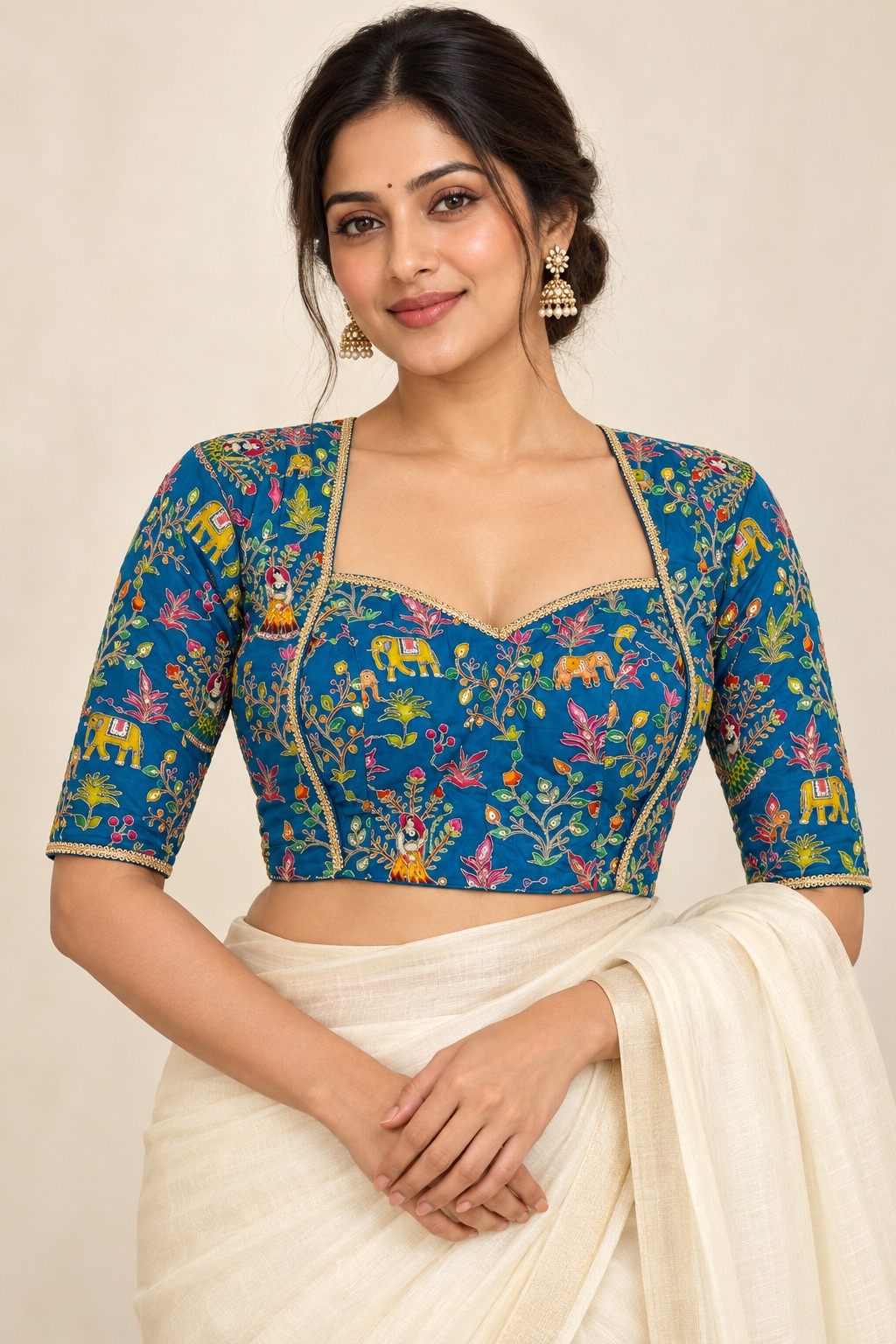Designer blouse in Denim Blue