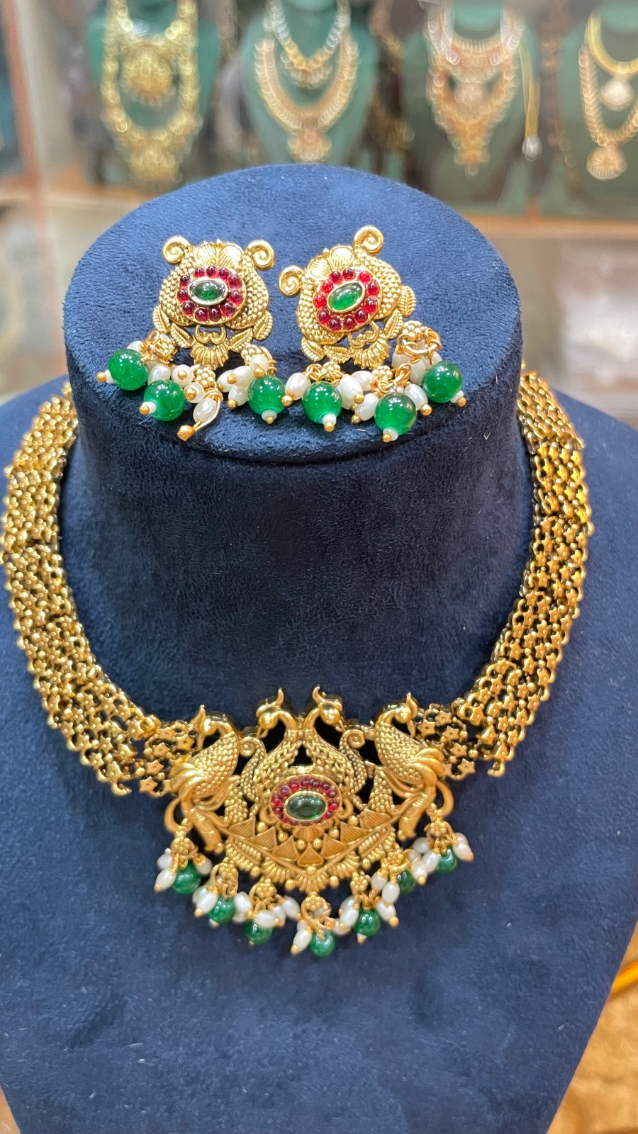Peacock design necklace angle 4