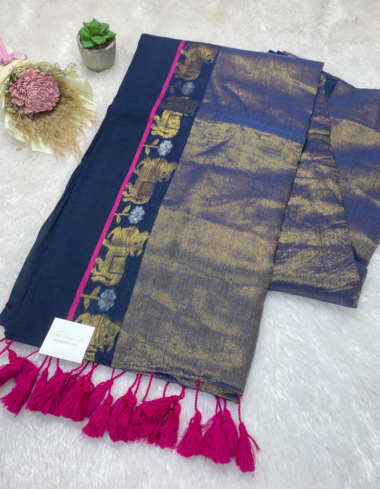 Cow pattern cotton saree