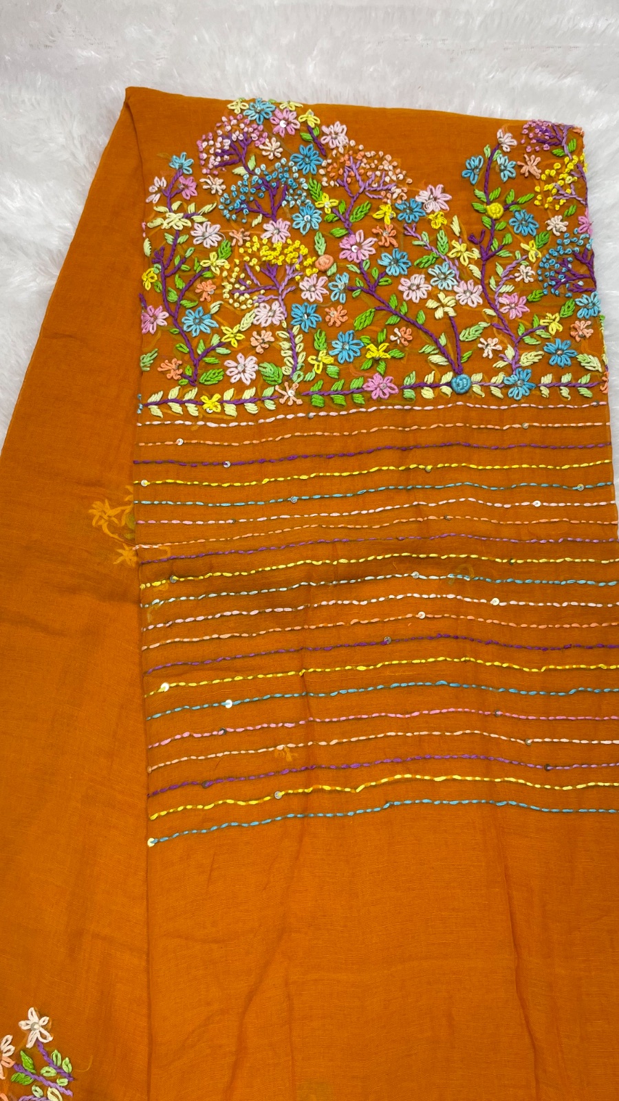 Embroidery cotton saree angle 2
