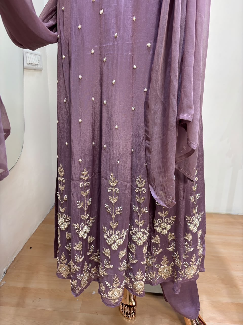 Lavender Anarkali dress angle 3