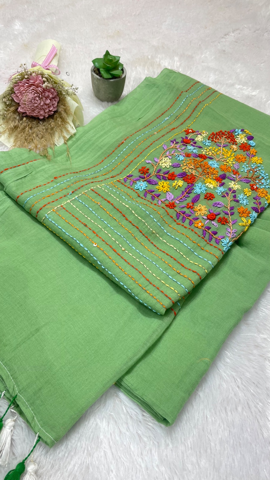 Embroidery cotton saree