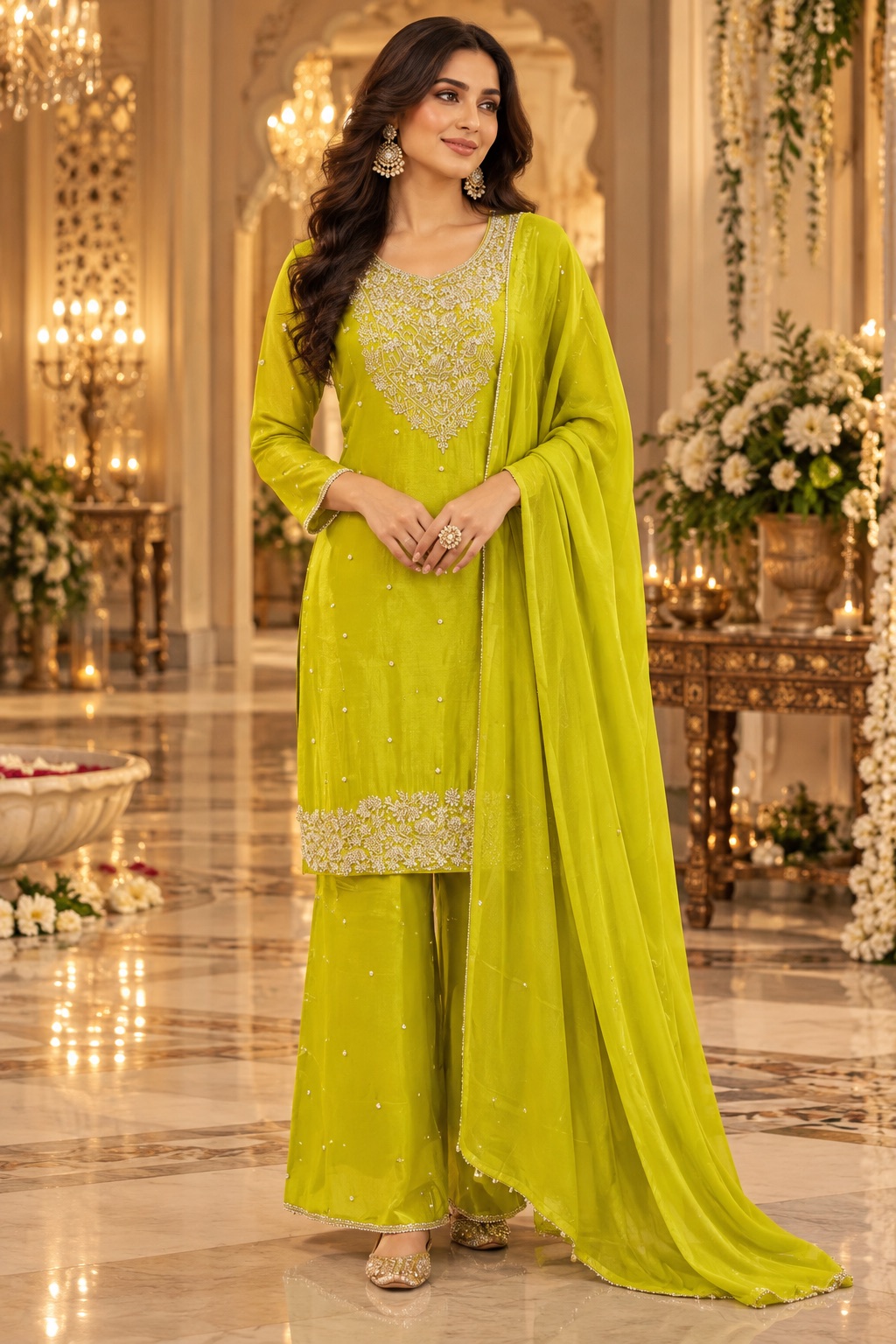 Lime green kurti set