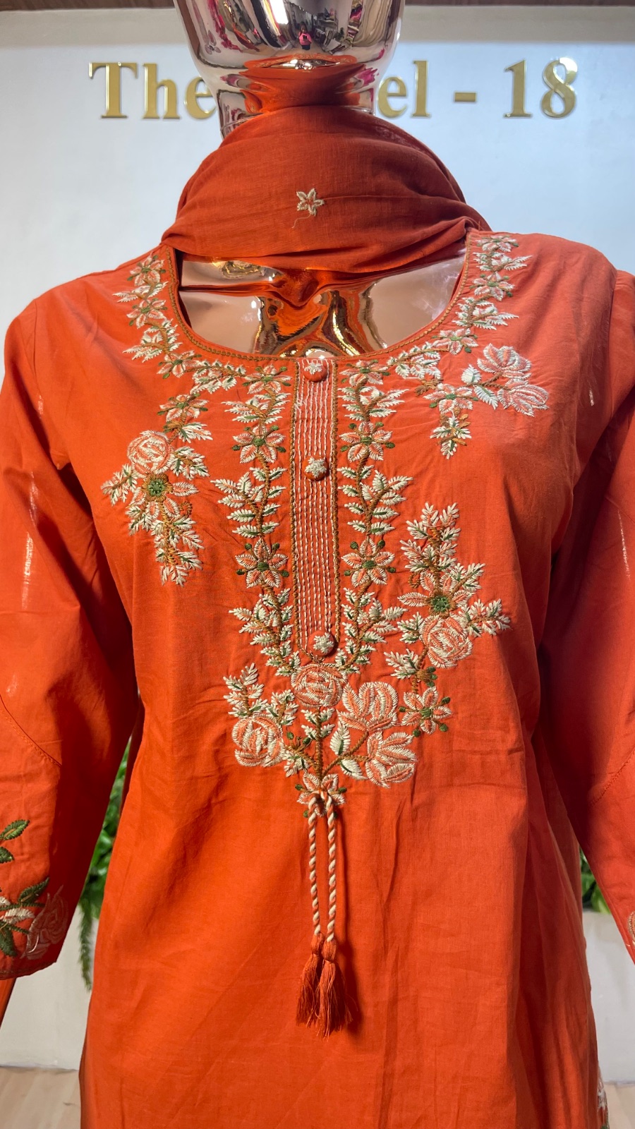 Orange kurti set angle 2