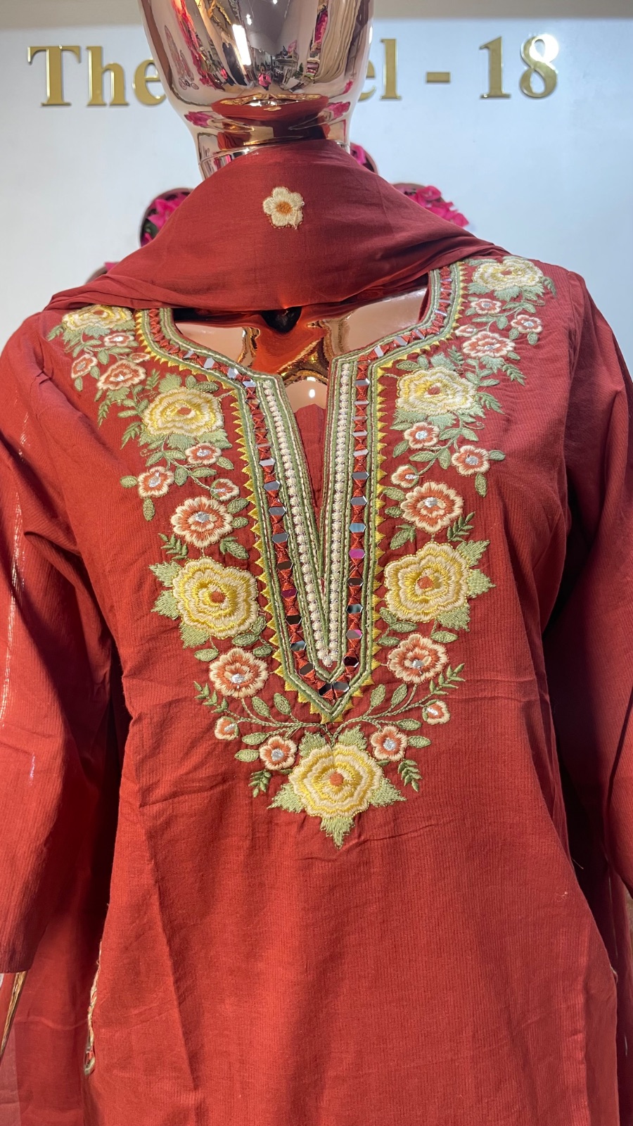 Rust Orange kurti set angle 3