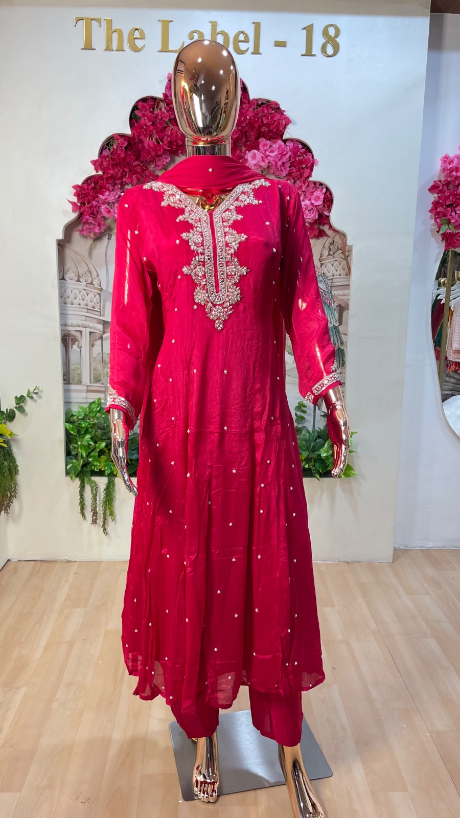 Pink Anarkali dress angle 2