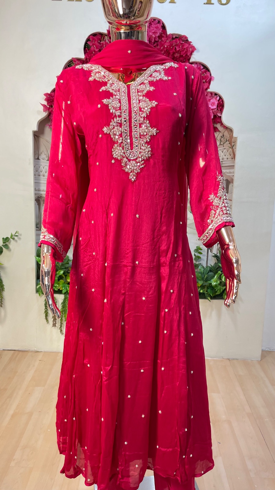 Pink Anarkali dress angle 4