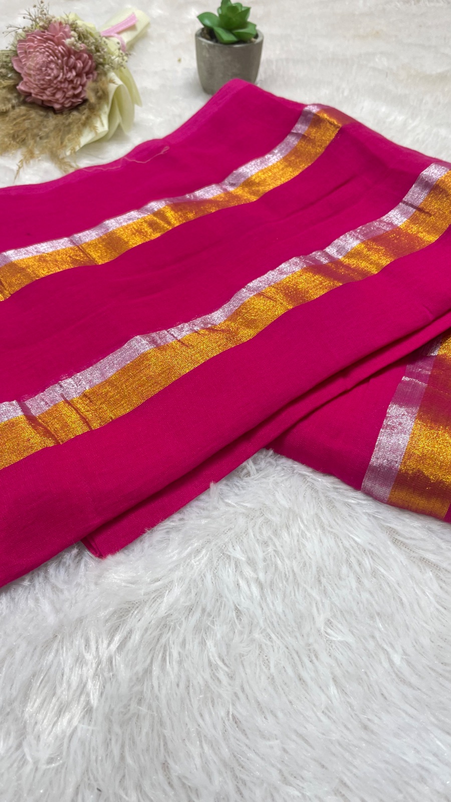 Pink cotton saree angle 4