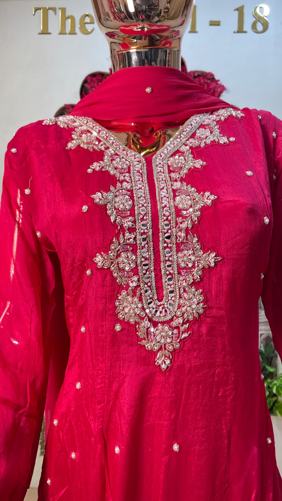 Pink Anarkali dress angle 3