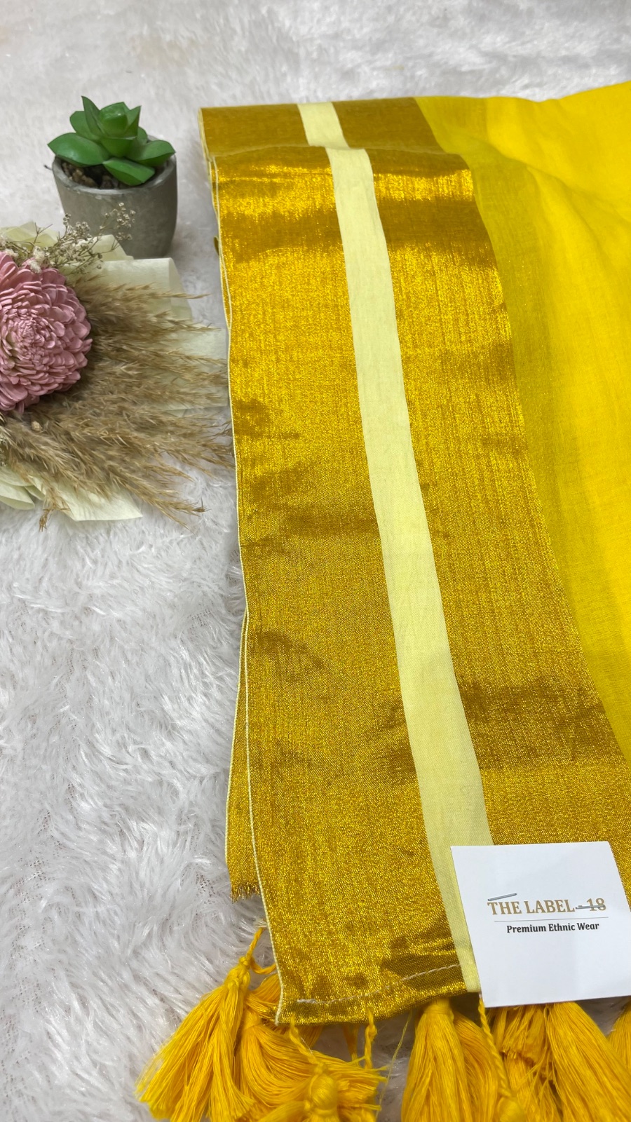 Yellow cotton saree angle 3