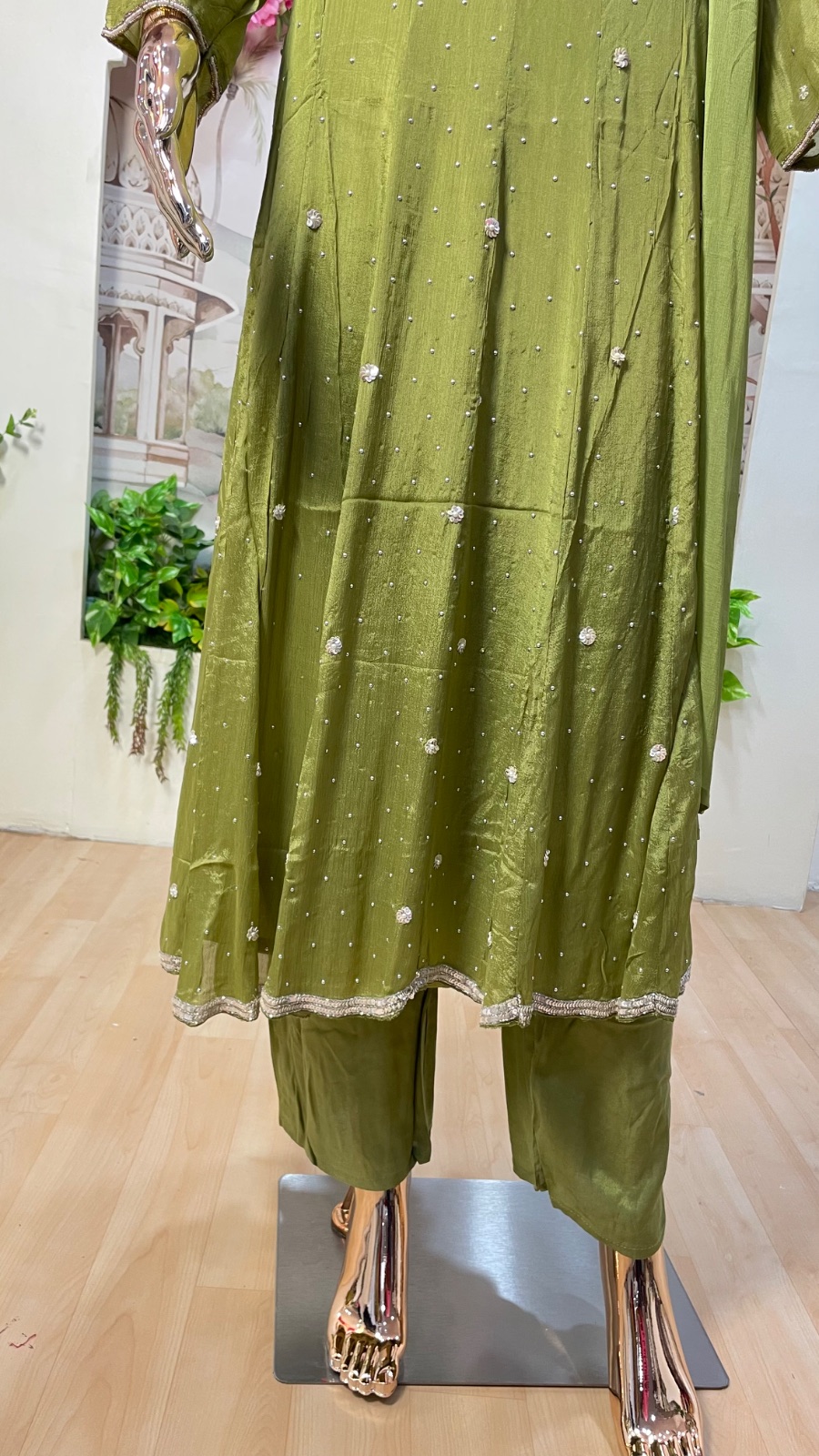 Green Anarkali dress angle 5