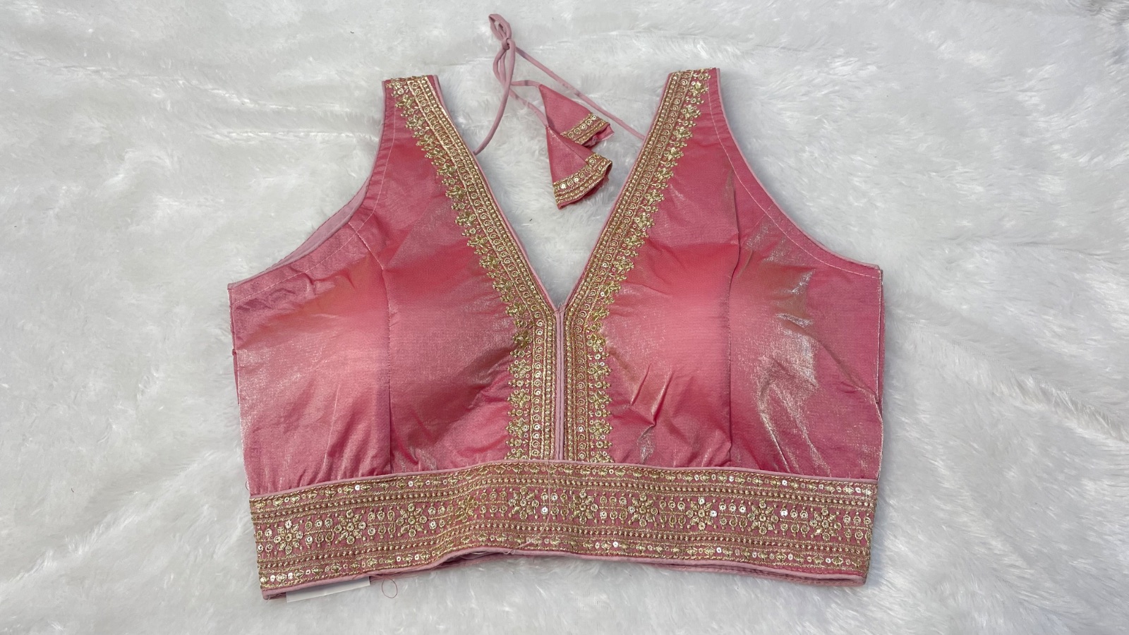 V Neck blouse in Salmon Pink