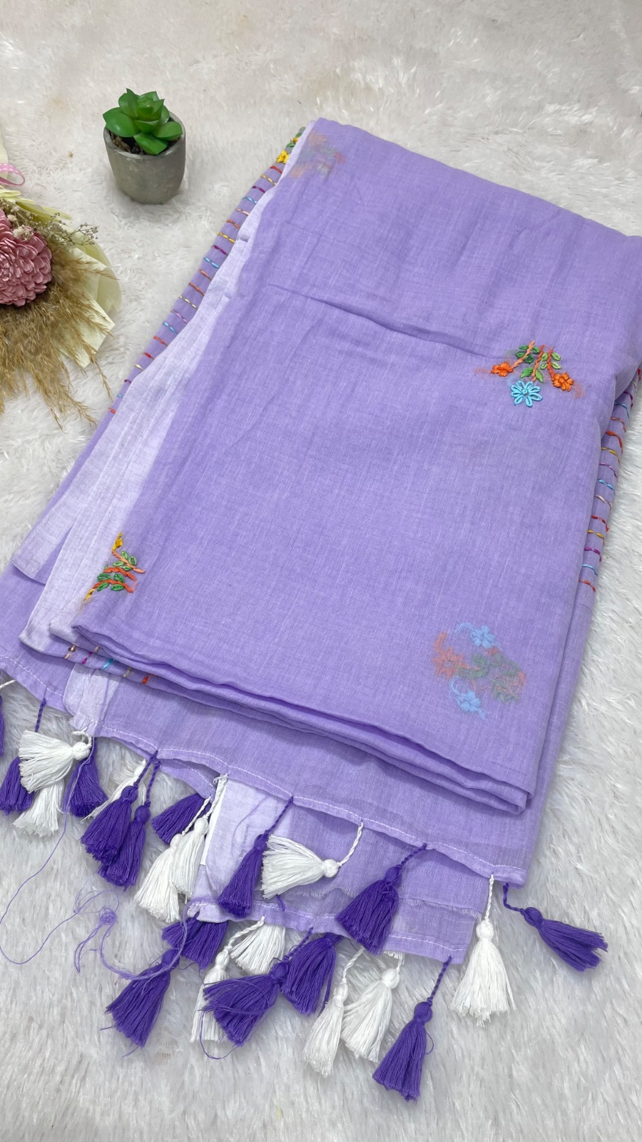 Embroidery cotton saree angle 2