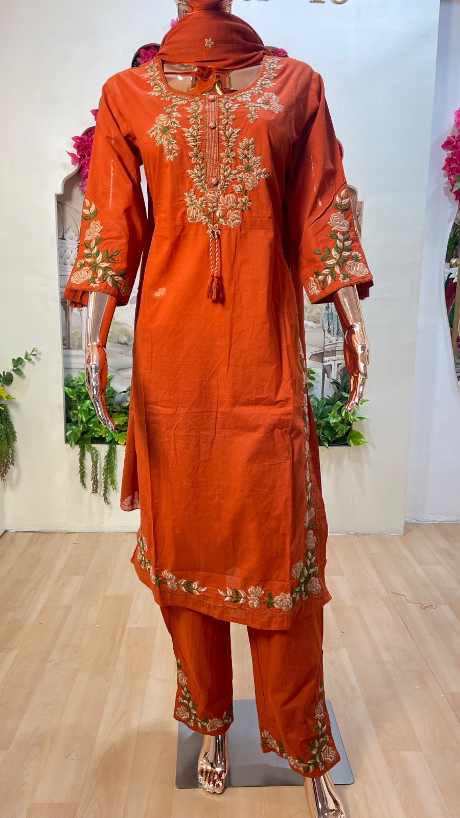 Orange kurti set angle 5