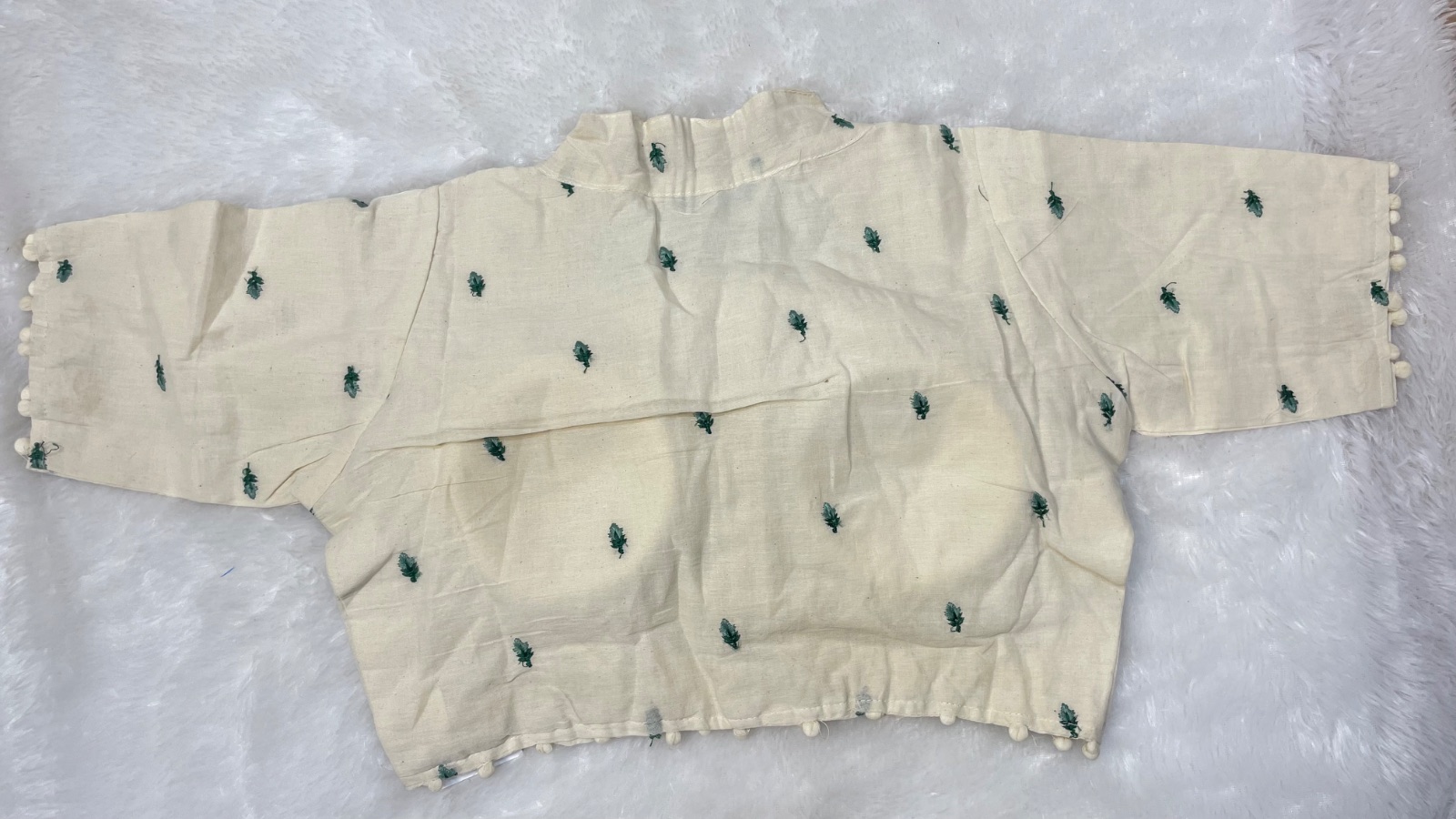 Cotton blouse with embroidery motifs angle 2