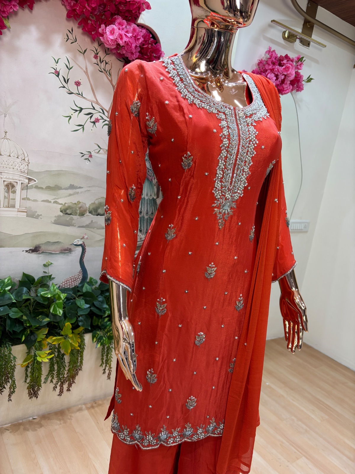 Orange kurti set angle 4