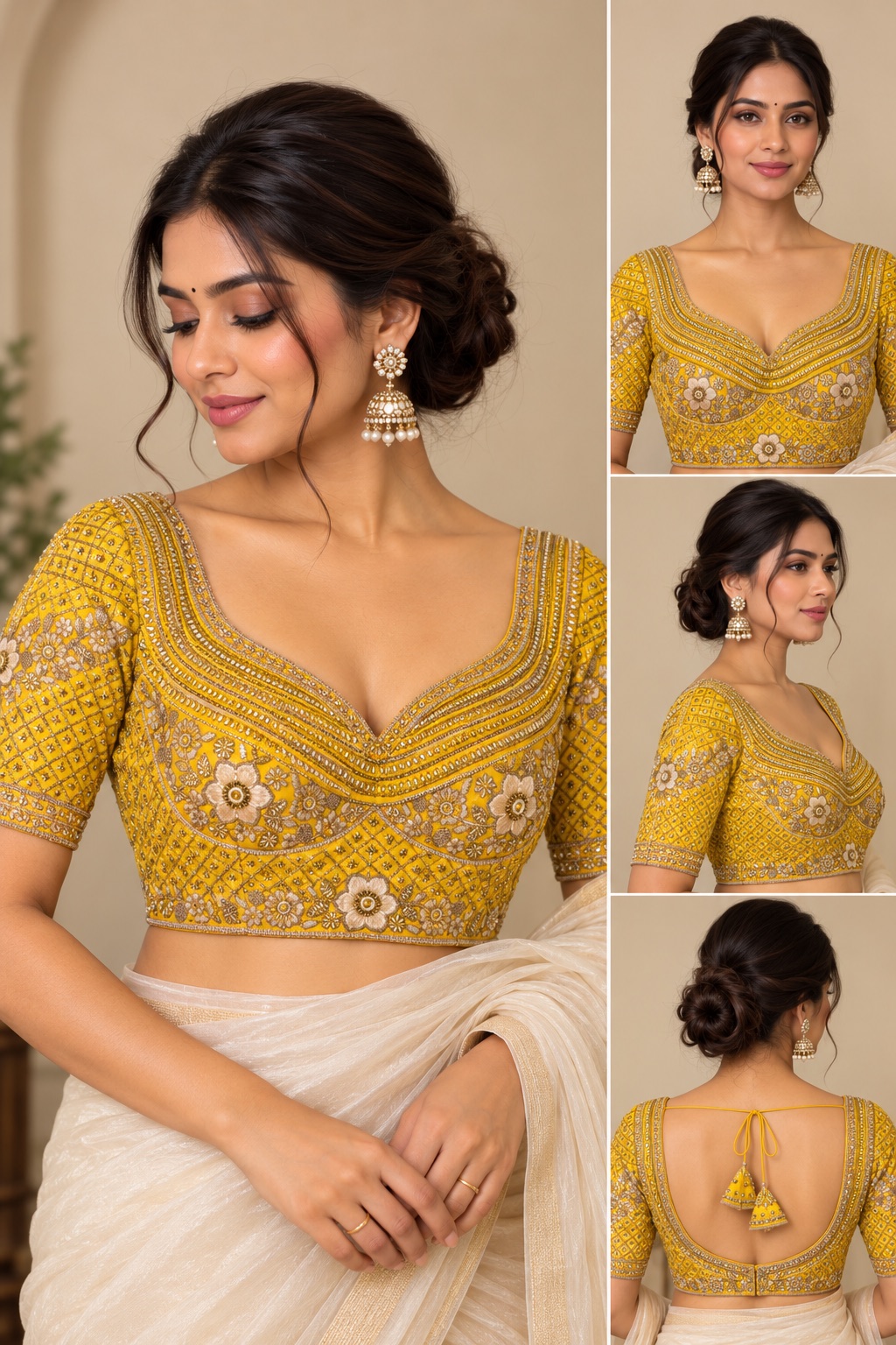Heavy worked blouse in Lemon Yellow