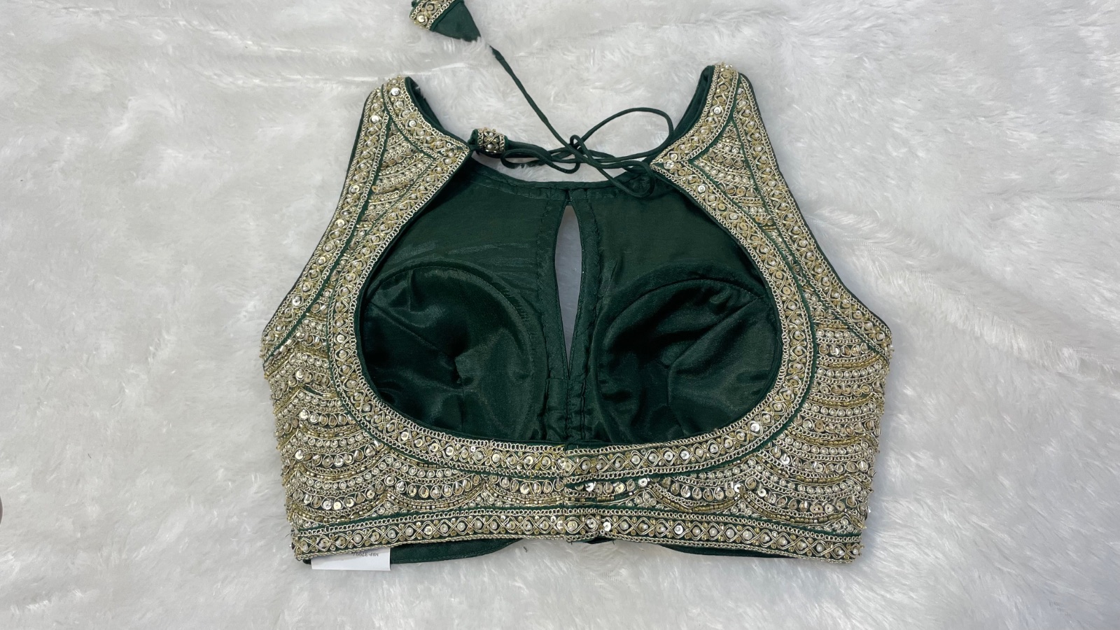 Green worked blouse angle 3