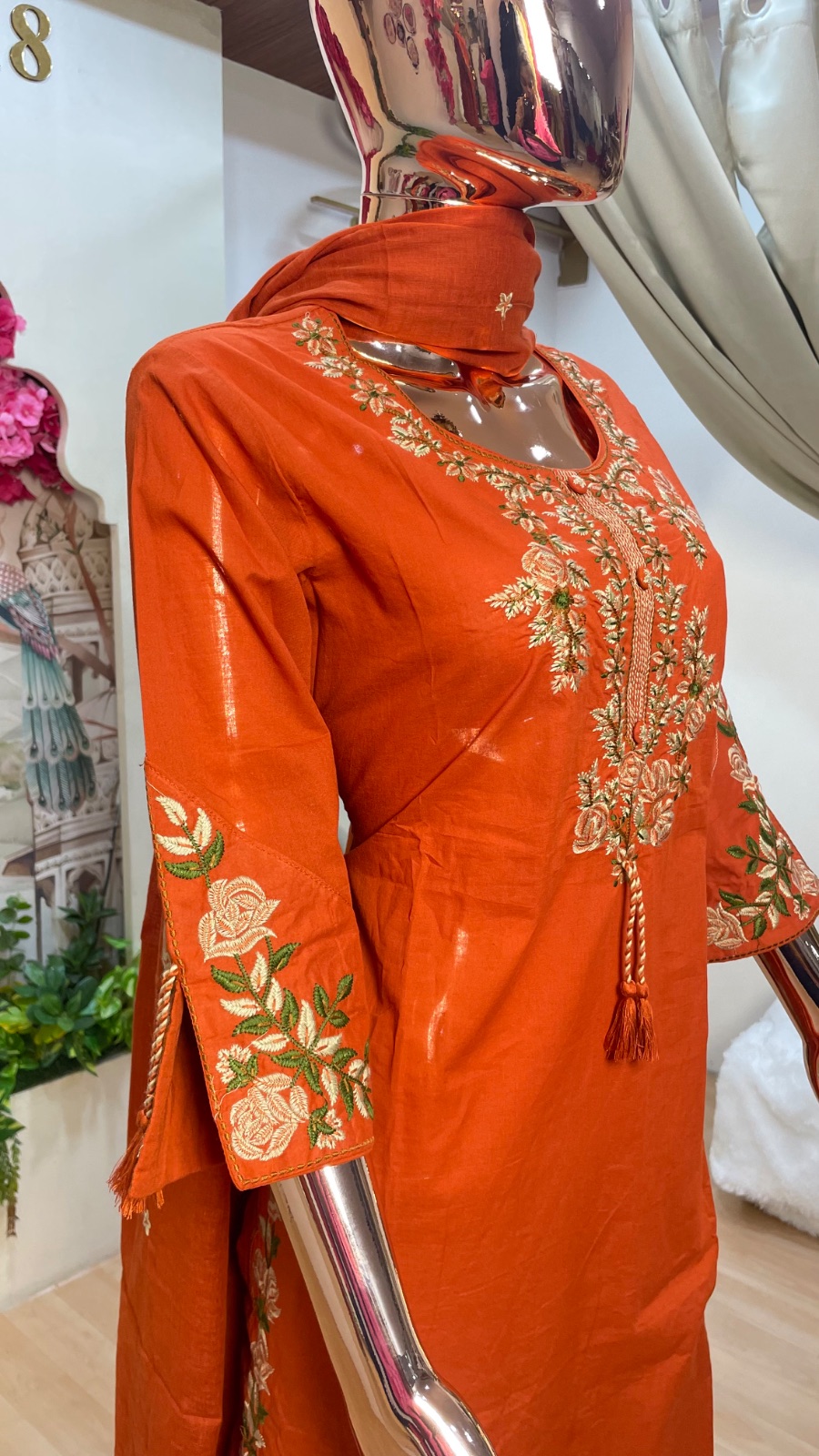 Orange kurti set angle 3