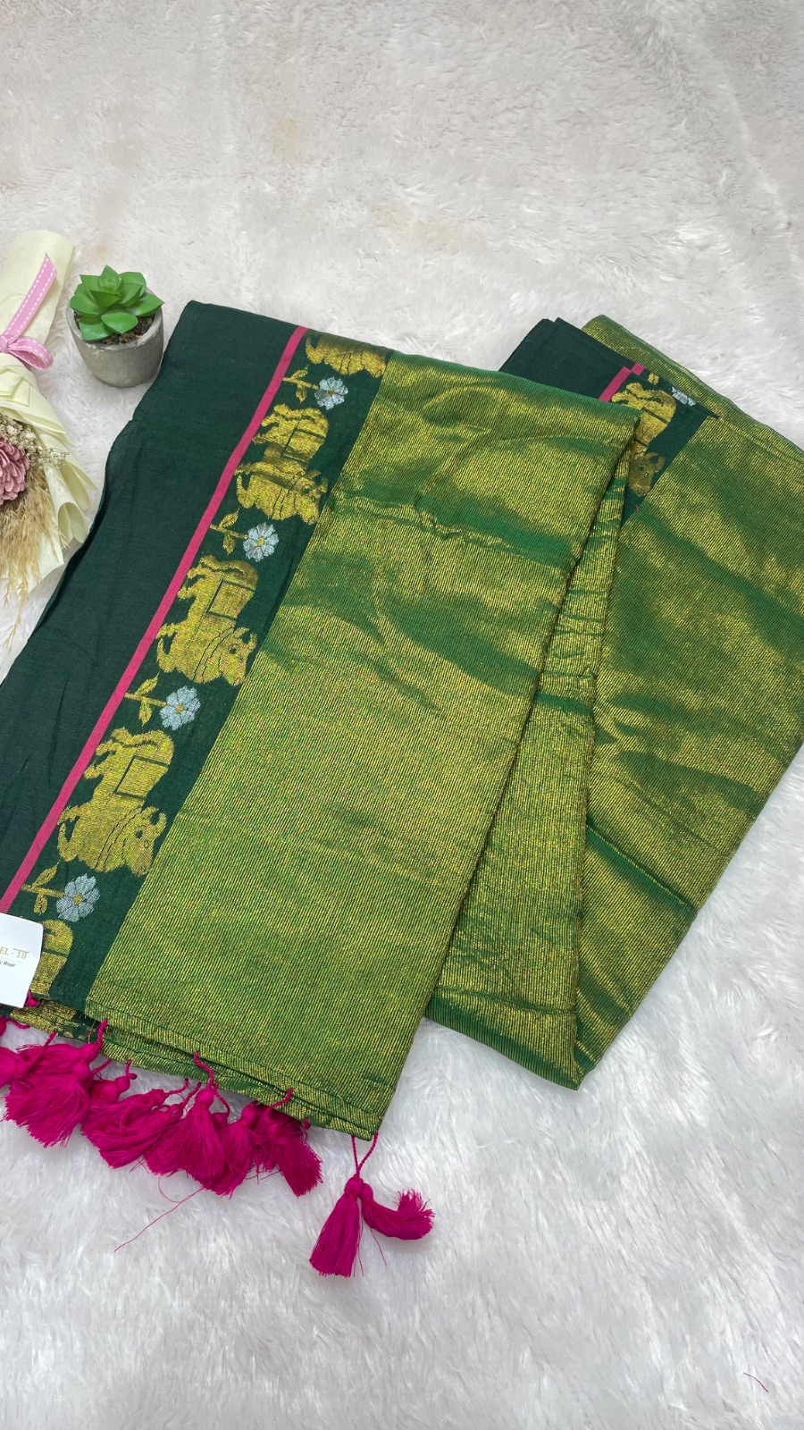 Cow pattern cotton saree