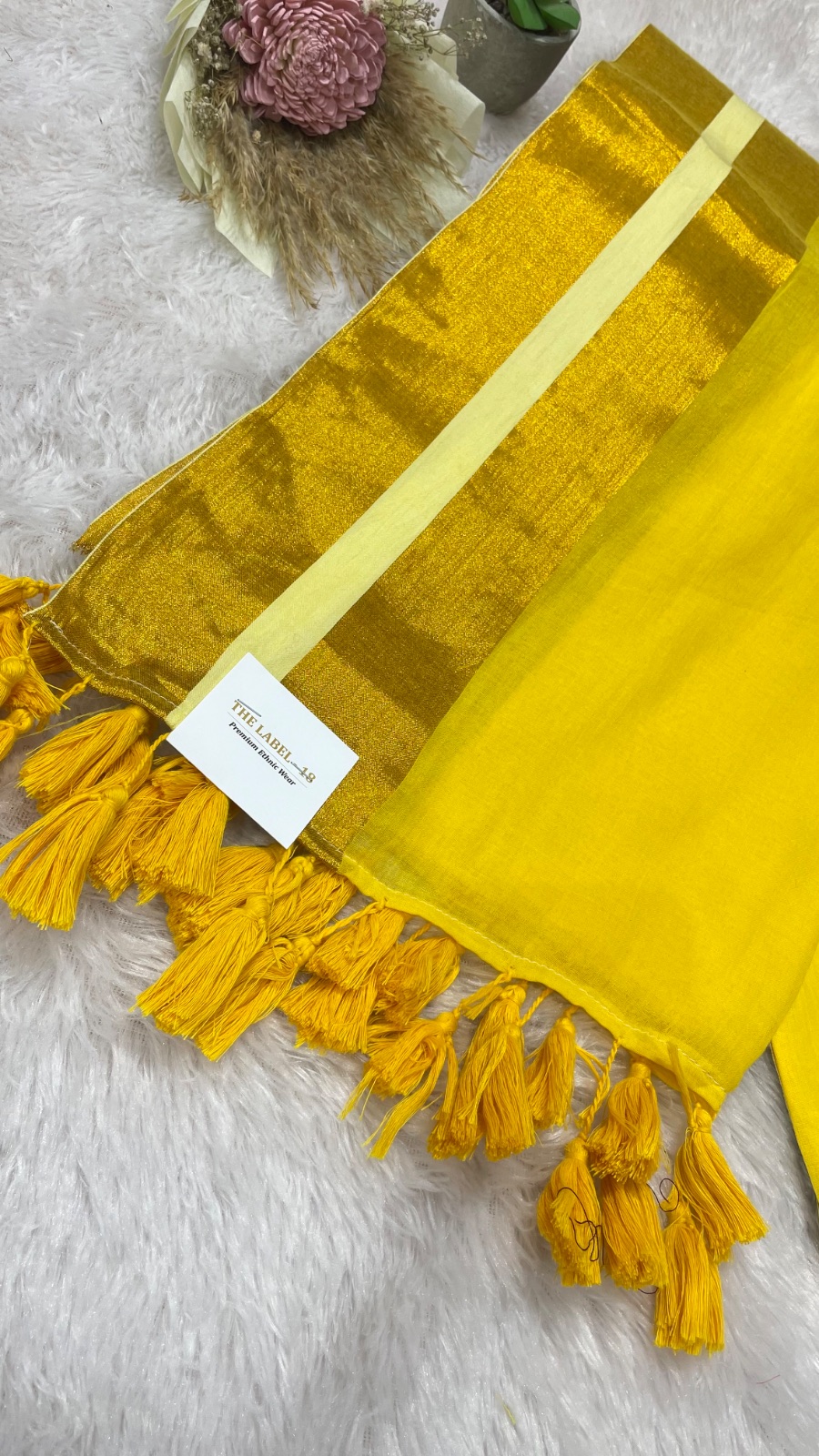 Yellow cotton saree